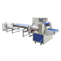 Автоматическая горизонтальная упаковочная машина DXDZ-600XD под ВПП (3 servo, лент. 250 мм, рег. форм., min bag L 130, H 120, трансп.попереч.запайки)